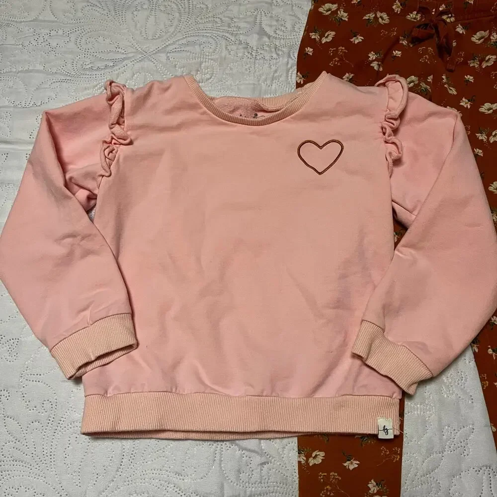 Love & Grow Heart Sweatshirt Fall Floral Set Size 7